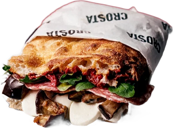 Piccante schiacciata wrapped in Crosta paper