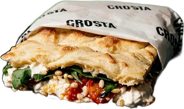 Primavera schiacciata wrapped in Crosta paper