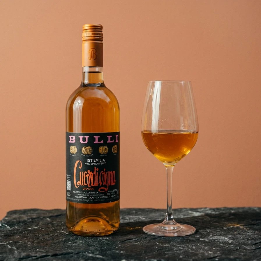 Bulli Cuordivigna orange wine from Emilia, served by the glass at Crosta