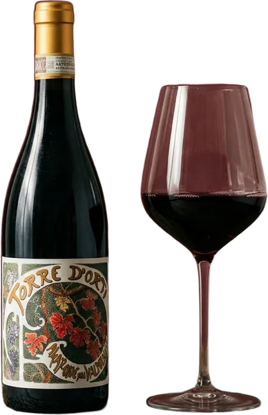 AMARONE wine, bottle and glass