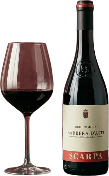 BARBERA D’ASTI · Briccomora wine, bottle and glass