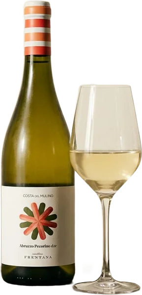PECORINO wine, bottle and glass